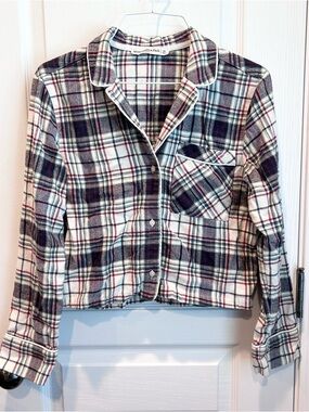Abercrombie & Fitch Women’s Blue/Green Plaid Long Sleeve Button-Up XS PJ Top
